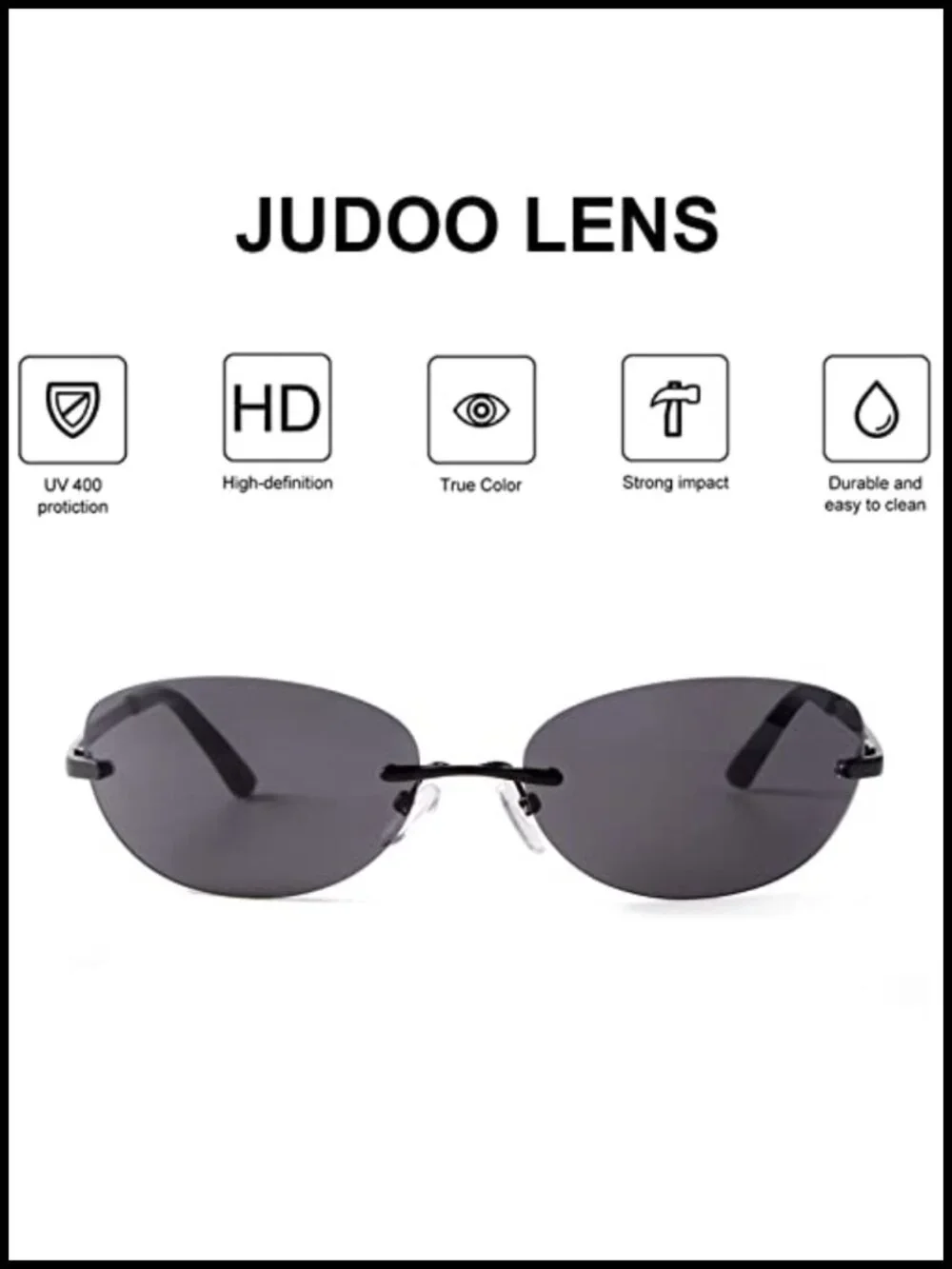Y2K Retro Oval Sunglasses UV400 Protection Rimless Metal Frame Unisex